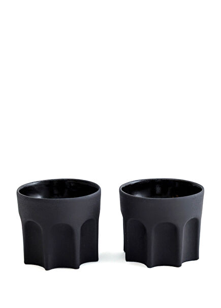 Siyah Seramik 2'li Kahve Fincanı