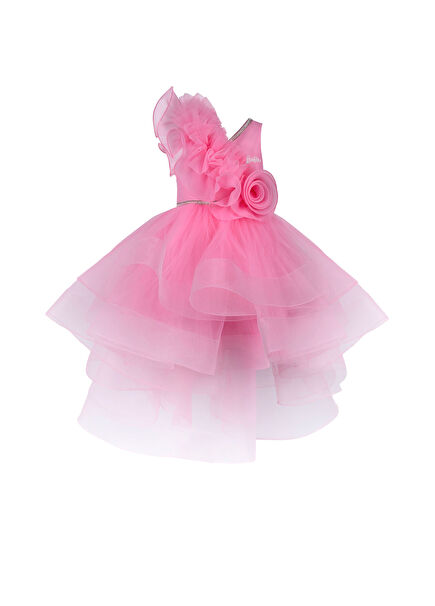 Barbie 15 Pembe Tüllü Sıfır Kol Kız Çocuk Elbise