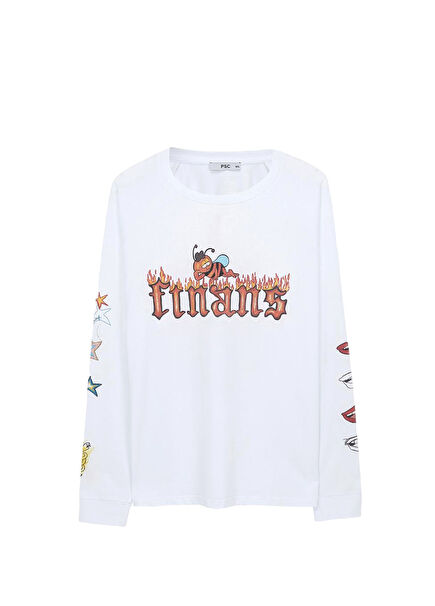 PSC X PİLEVNELİ X Tarık Töre Finance Beyaz Uzun Kollu Unisex T-shirt