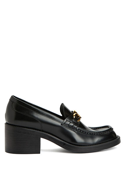 Dakota Black Heeled Leather Loafer
