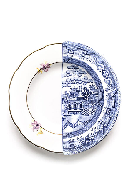 Hybrid Fillide Desenli Porselen Çukur Tabak 25 cm