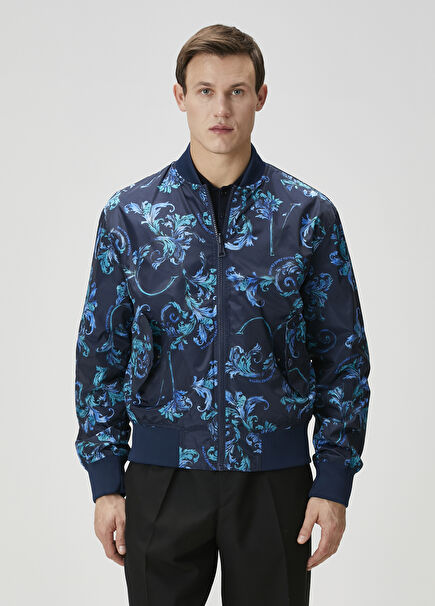 Oil Baroque Print Double Sided Bomber Jacket