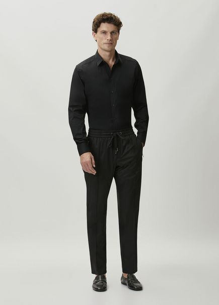 Siyah Beli Kordonlu Pantolon