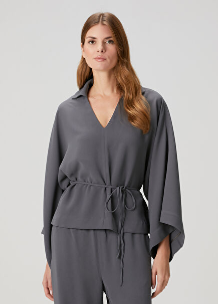 Berlin Dark Grey Crepe Blouse