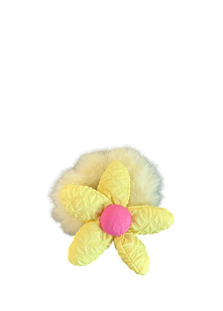 Sarı Çiçek Detaylı Kız Çocuk Peluş Toka