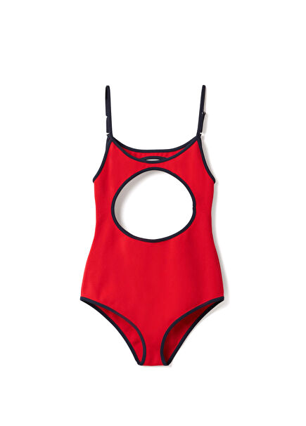 Red Technical Knitted Women's Swimwear
