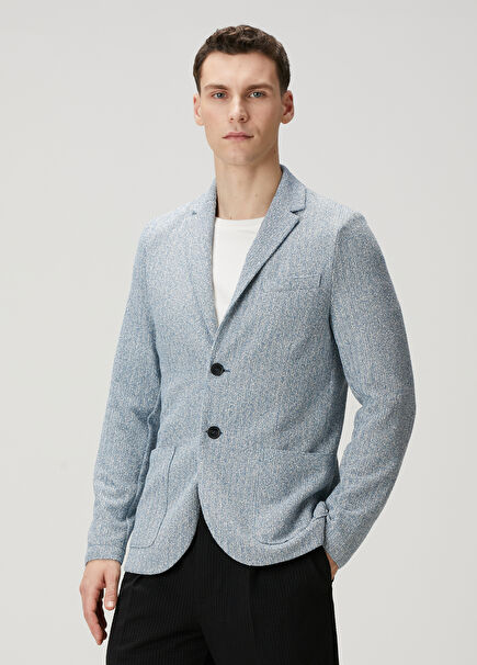 Light Blue Line Textured Jacket