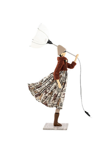 Freideriki Brown Wooden Fabric Lampshade 85 cm