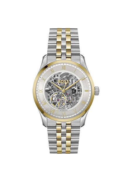 HB1514237 Altın Rengi Metalik Gri Çelik Erkek Kol Saati