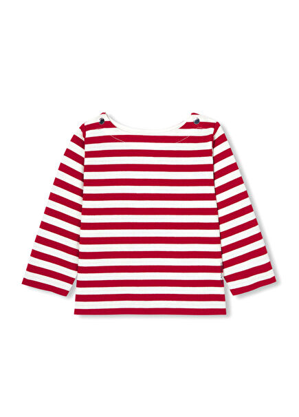 Kırmızı Beyaz Çizgili Uzun Kollu Erkek Bebek Breton T-Shirt