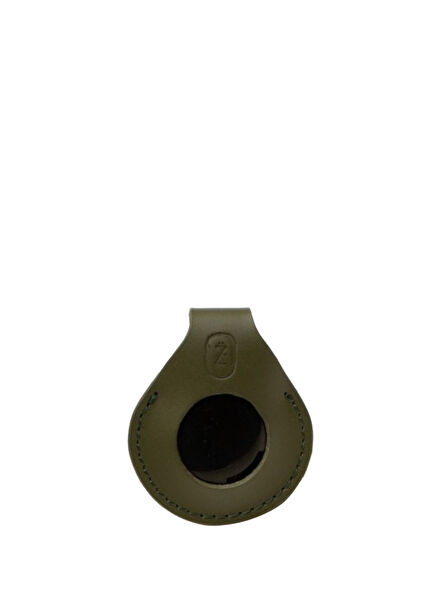 Khaki Leather Cat and Dog AirTag Case