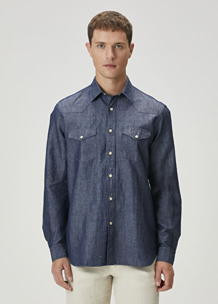 Dark Blue Denim Shirt