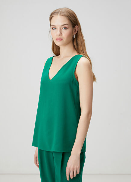 Green Crepe Tank Top