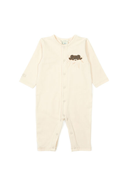 Beige Logo Unisex Baby Romper