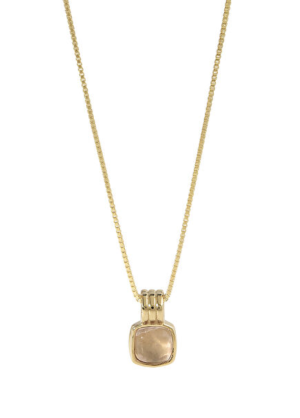14K Gold Women's Necklace with Quartz Natural Stones