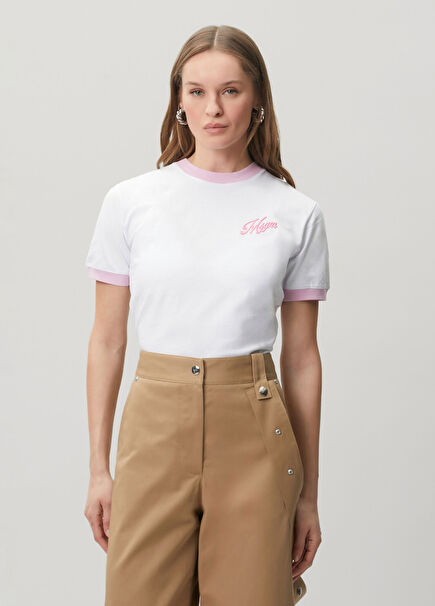 Pembe Beyaz Logolu T-shirt