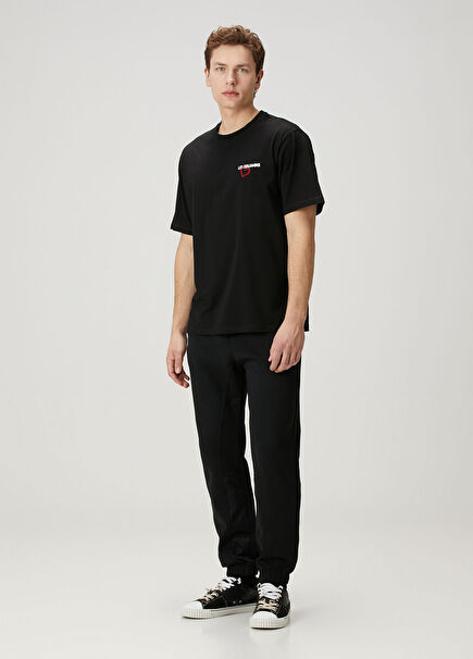 Siyah Beli Kordonlu Jogger Eşofman Altı