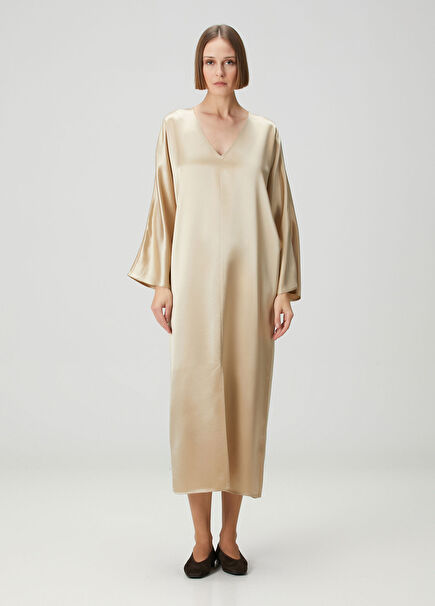 Lucina Gold Midi Elbise
