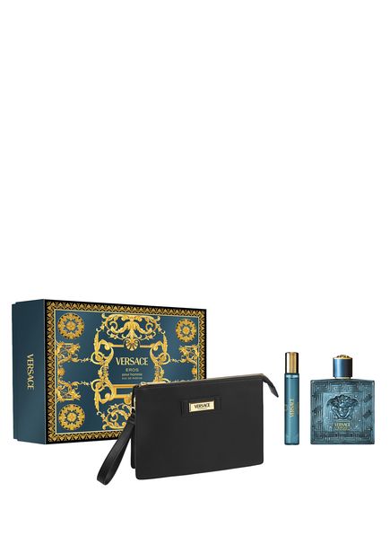 Eros EDP 100 ml Perfume + Travel Size 10 ml + Men's Perfume Set with Bag