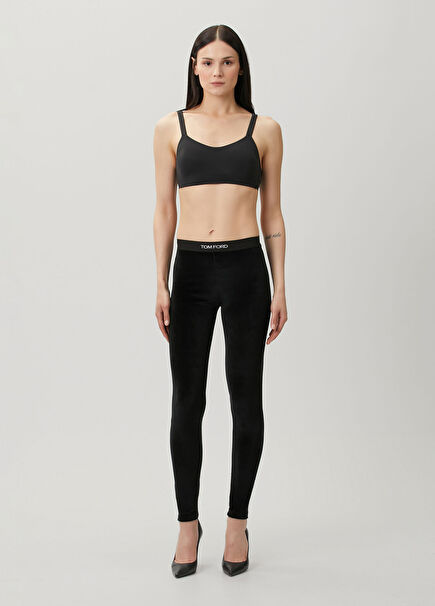 Black Logo Banded Leggings