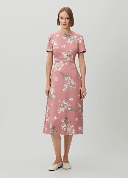 Pink Floral Midi Dress