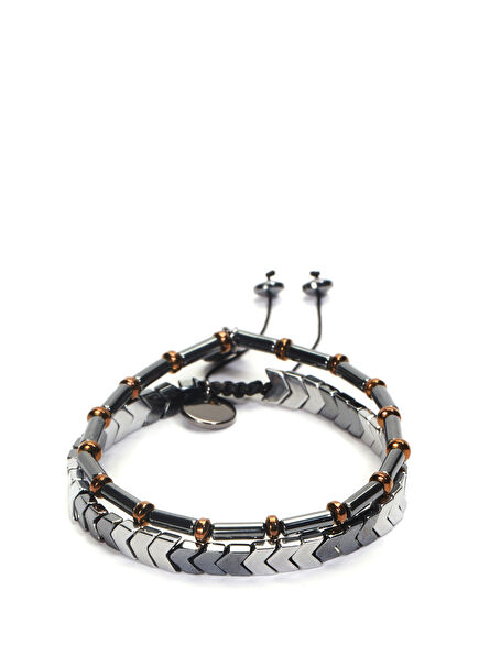 Silver Nickel Stone 2 Men's Bracelet