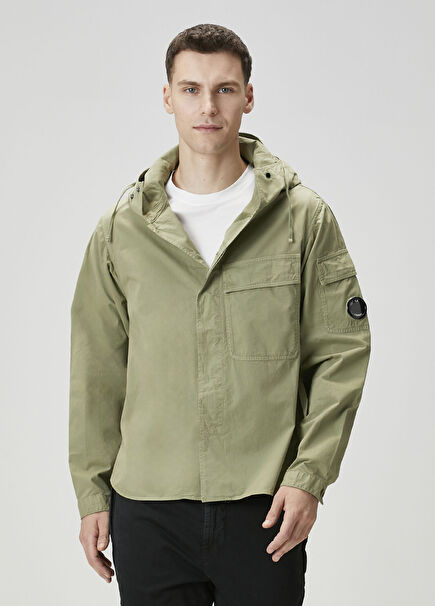 Açık Haki Kapüşonlu Gömlek
