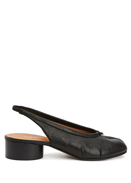 Siyah Deri Topuklu Ayakkabı