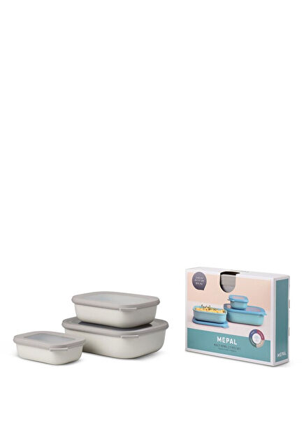 Cirqula Rectangular White 3 Piece Storage Container Set
