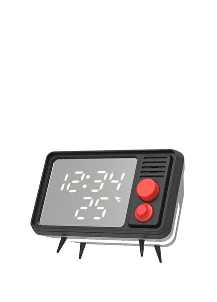 Grey Retro TV Alarm Clock