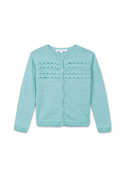 Green Openwork Girls's Coton Cardigans