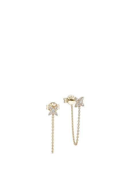 Star Diamond Stone 14K Gold Unisex Earrings