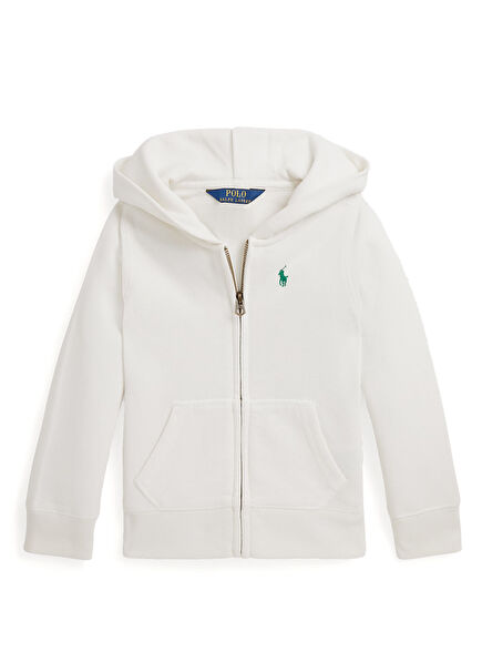 Beyaz Kapüşonlu Kız Çocuk Sweatshirt