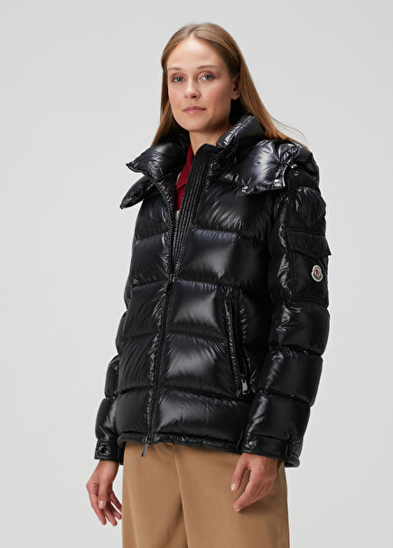 Maire Black Hooded Puffer Jacket