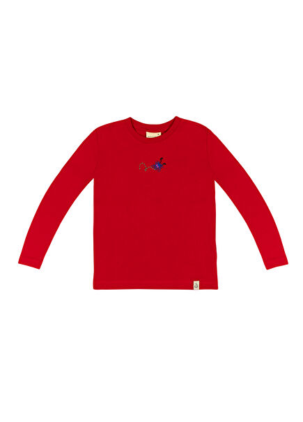 Bold Monster Embroidered Red Long Sleeve Children's T-Shirt
