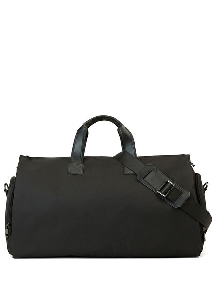 Black Men's Leather Travel Bag