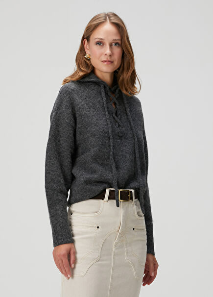 Phylia Koyu Gri Yün Kazak