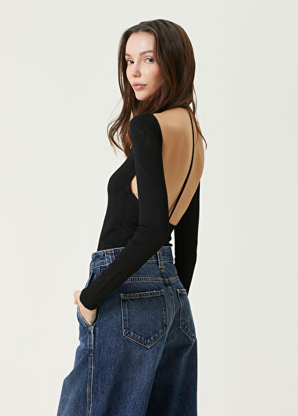 Black Backless Bodysuit