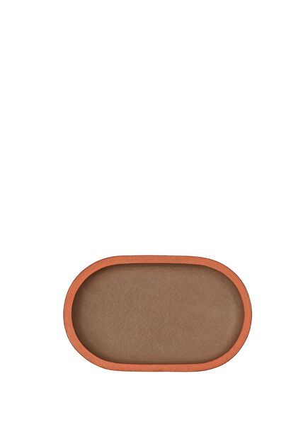 Plato Oval no.01 Beige Leather Organizer Tray