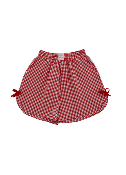 Check with Rows Red Plaid Girl Shorts Pajama Bottoms