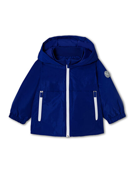 Dark Blue Hooded Baby Boy Jacket