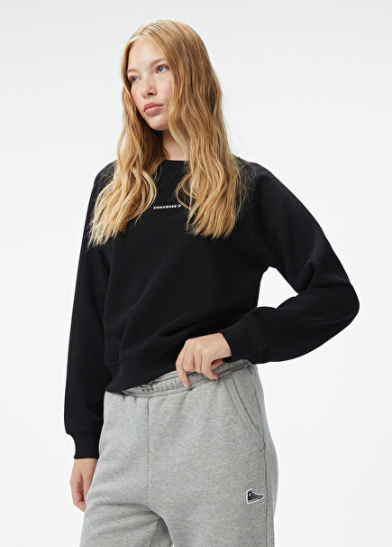 Siyah Uzun Kollu Kadın Sweatshirt