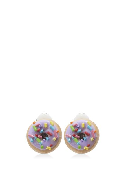 Purple Girls Donut Clip Earrings