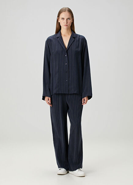 Jessica Lacivert Çizgili Pantolon