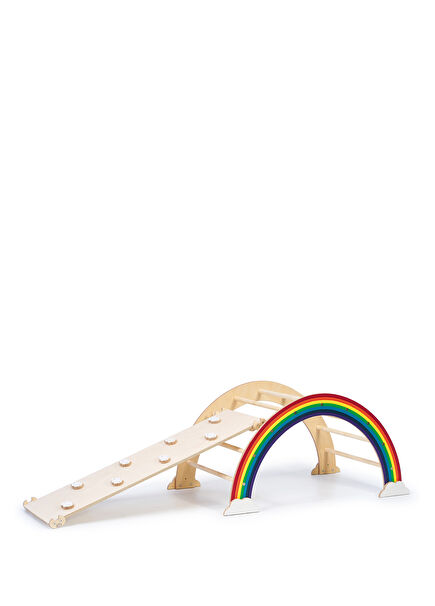 Montessori Pikler Rainbow Vibrant Colorful Wooden Cloud Ramp Activity Climbing Set