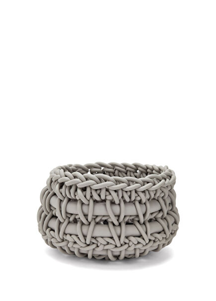 Nido Gri Örgü Dokulu Sepet