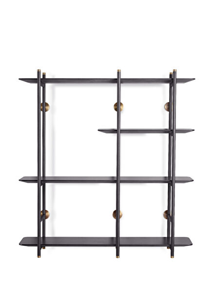 Cumba Siyah Ahşap Metal Kitaplık