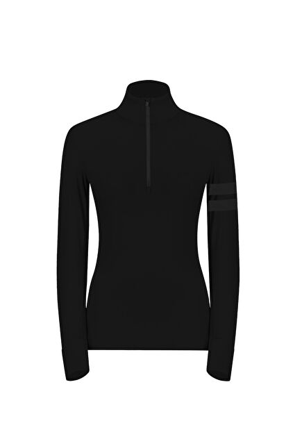 631 Turtleneck With Black Half Zipper Women's Sports Bodysuit