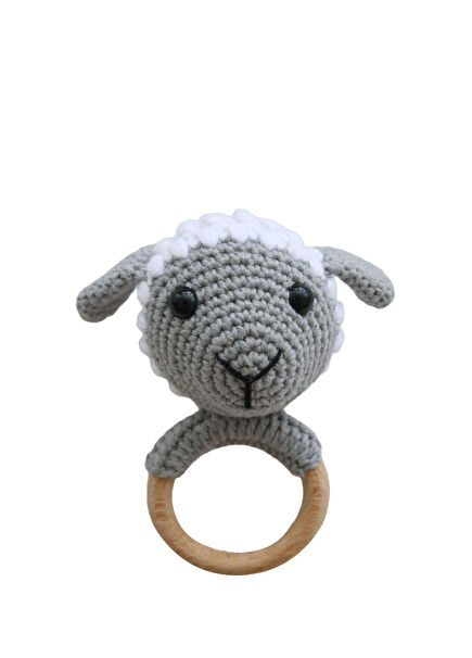 Kuzu Gri & Beyaz Amigurumi Çıngırak