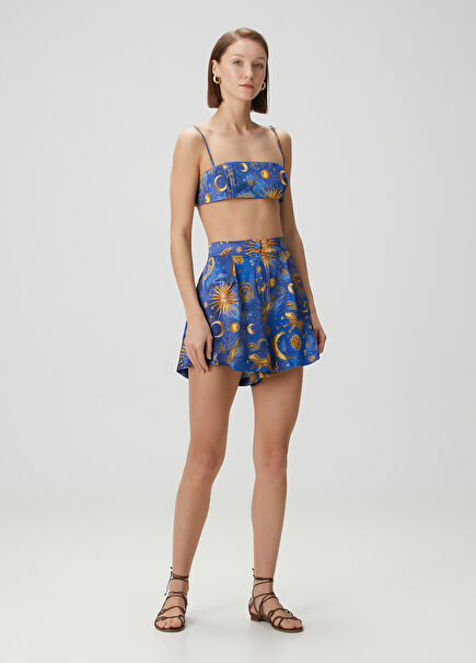 Elio Blue Patterned Shorts